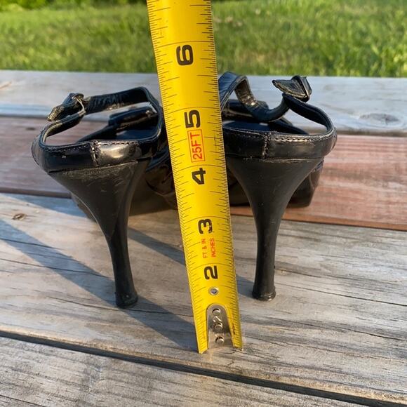 Neil Barrett Women's Black Patent Leather Cutout Peep Toe Platform Heels Size 38 - Picture 7 of 12